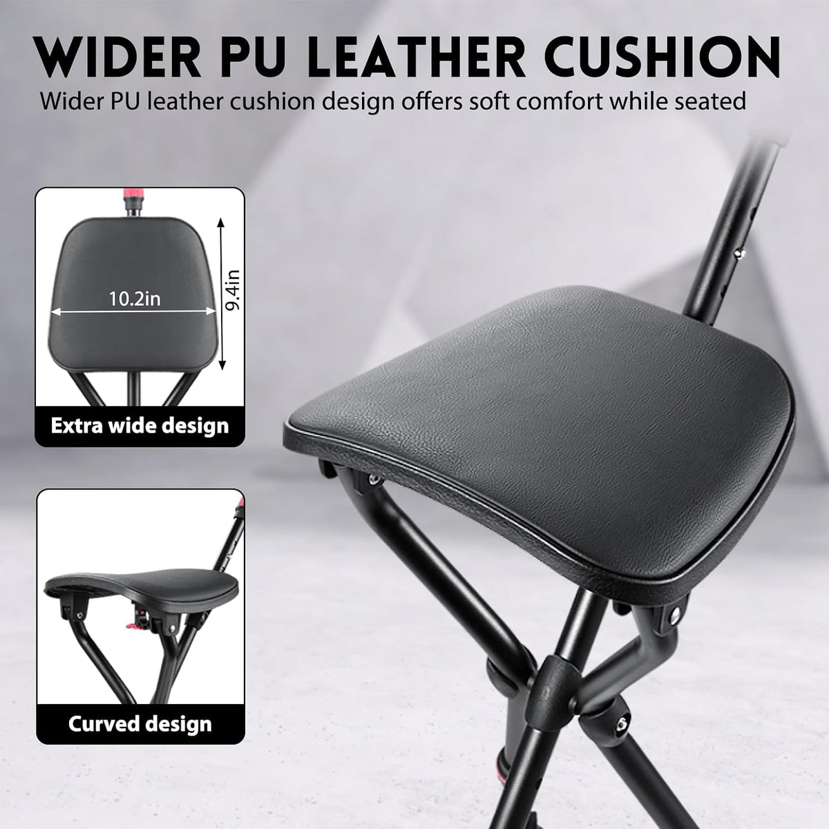 Cane with Seat, Adjustable Unisex Cane with Seat Folding Lightweight