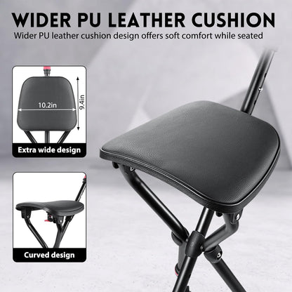 Cane with Seat, Adjustable Unisex Cane with Seat Folding Lightweight
