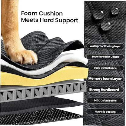 2.0 Hard Bottom Back Seat Cover for Large Dogs, L, Black