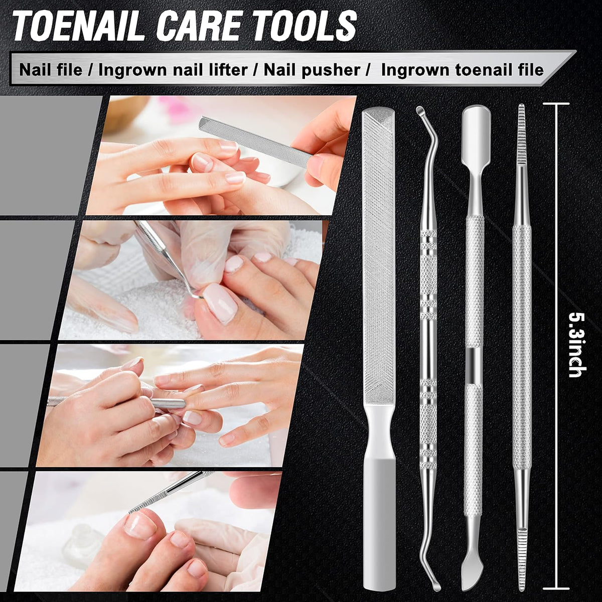 Toenail Clippers for Seniors Thick Toenails, Heavy Duty Toe Nail Clippers Adult Thick Nails Long Handle, Large Toenail Clippers for Thick Nails 7Pcs
