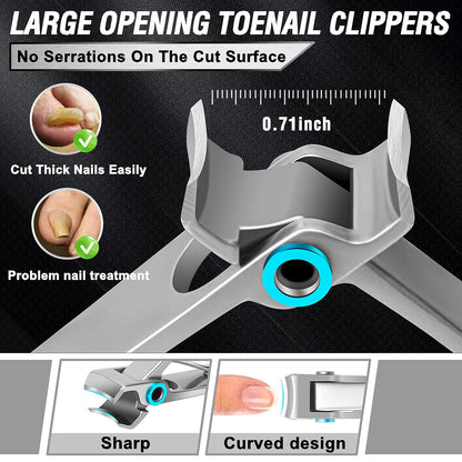 Toenail Clippers for Seniors Thick Toenails, Heavy Duty Toe Nail Clippers Adult Thick Nails Long Handle, Large Toenail Clippers for Thick Nails 7Pcs